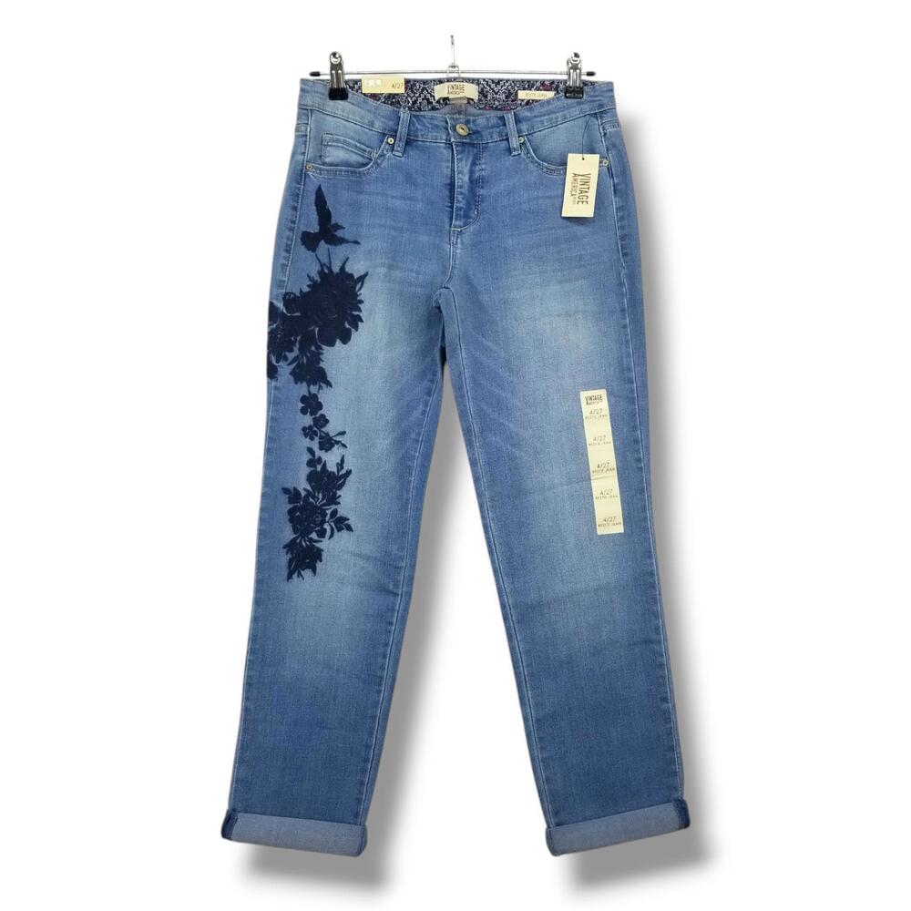 Vintage America Bestie Embroidered Jeans 4 /‎ 27 NWT Denim Jean